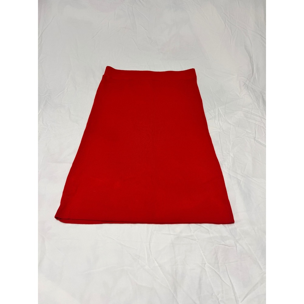 Banana Republic Red Ribbed Knit Midi Skirt Elastic Waist 516995-01 Womens Small